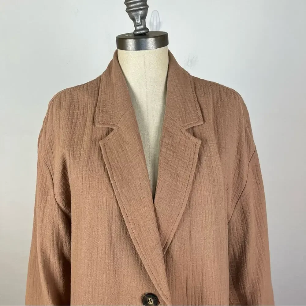 Madewell Cotton-Linen Relaxed Larsen Blazer in Faded Earth